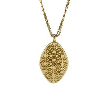 Style & Co. Women Gold Tone Filigree Flower Double Chain Long Pendant Necklace